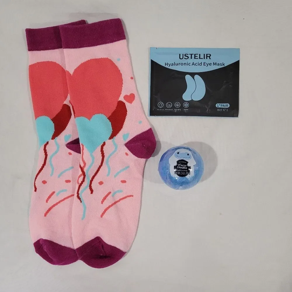 Girls Self Care Socks bath Bomb Eye Mask Bundle